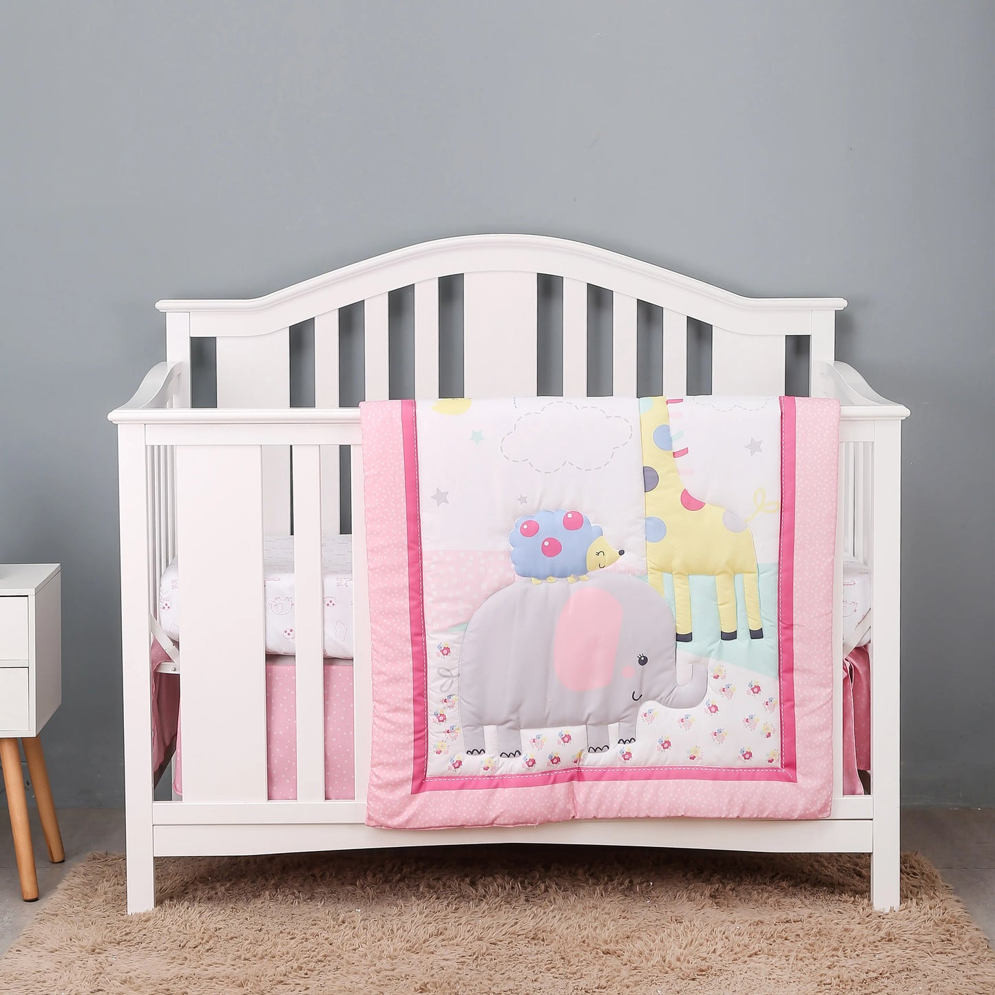 New rainbow design 3 pcs Baby Crib Bedding Set