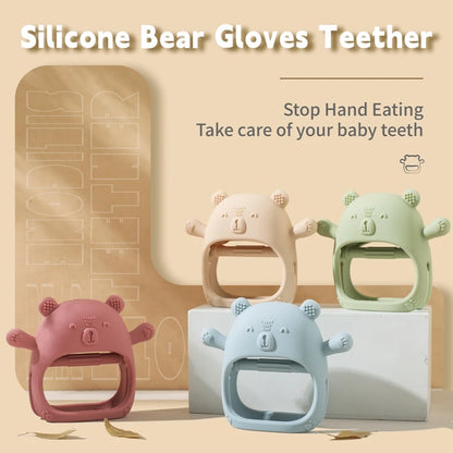 Baby Teether Gloves Kids Cartoon Bear Teething