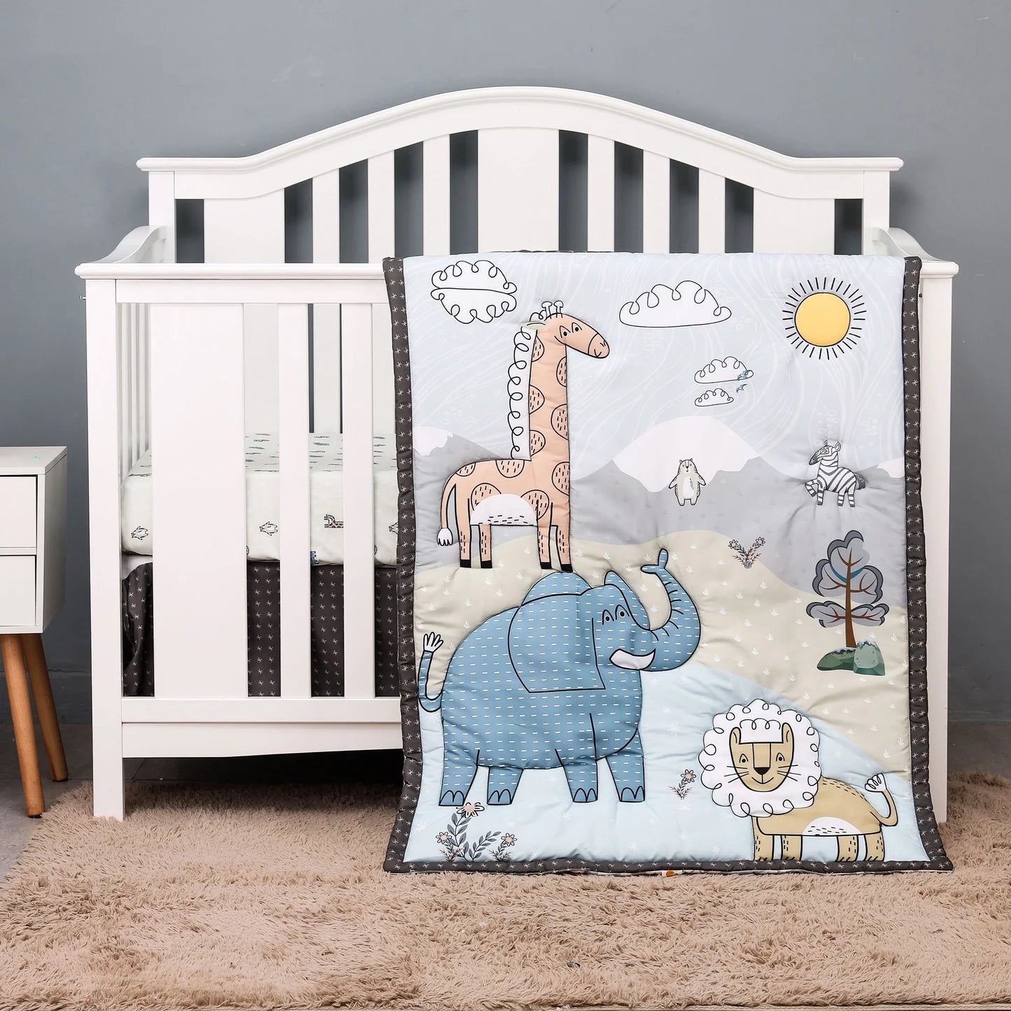 New rainbow design 3 pcs Baby Crib Bedding Set