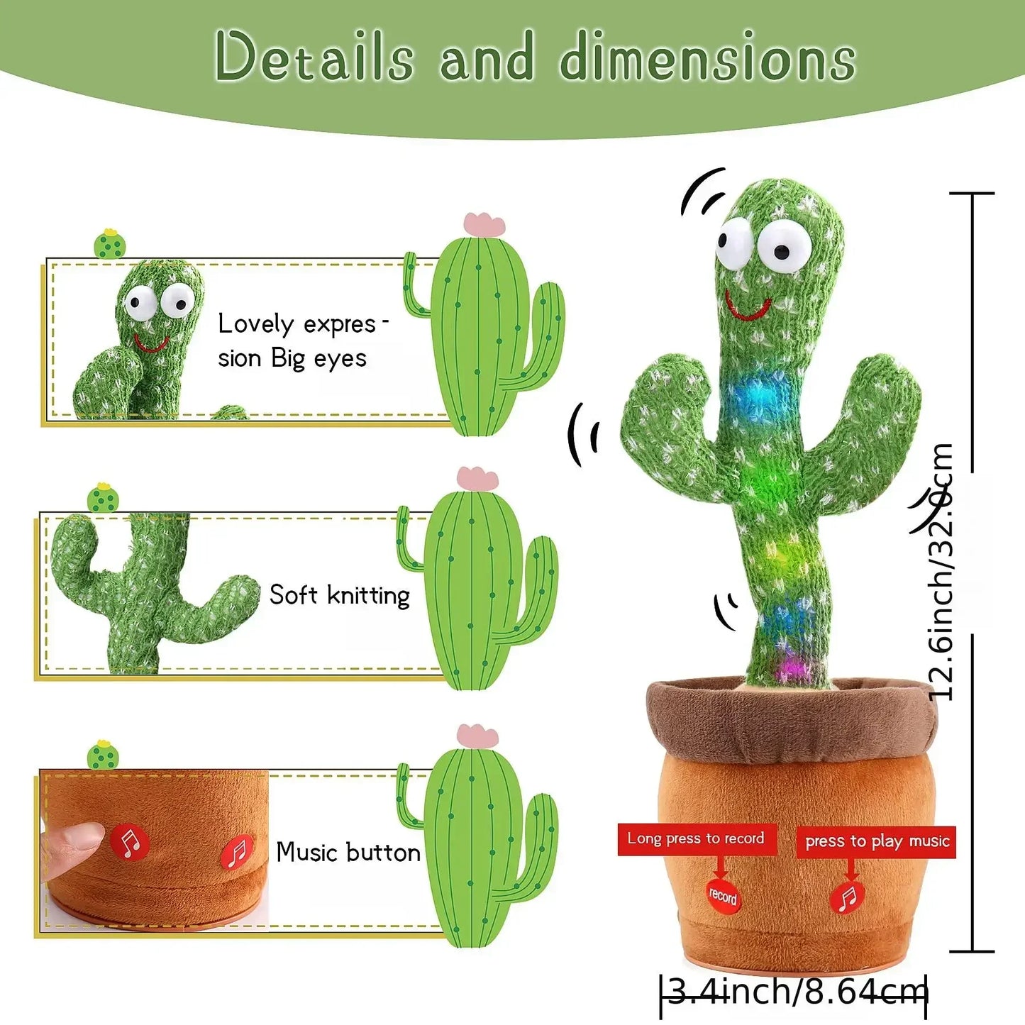 Dancing Cactus Repeat Talking Toy Electronic