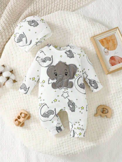 Baby Cute Cartoon Elephant Pattern Embroidery