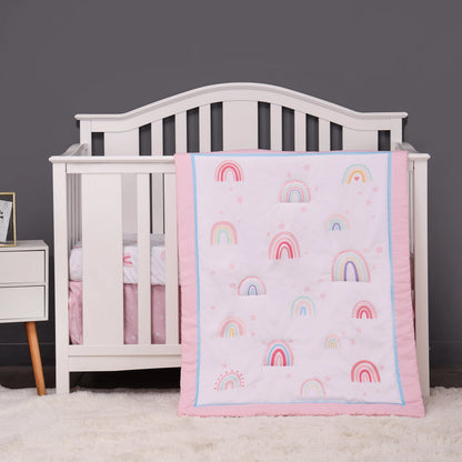 New rainbow design 3 pcs Baby Crib Bedding Set