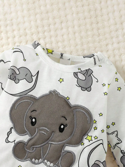 Baby Cute Cartoon Elephant Pattern Embroidery