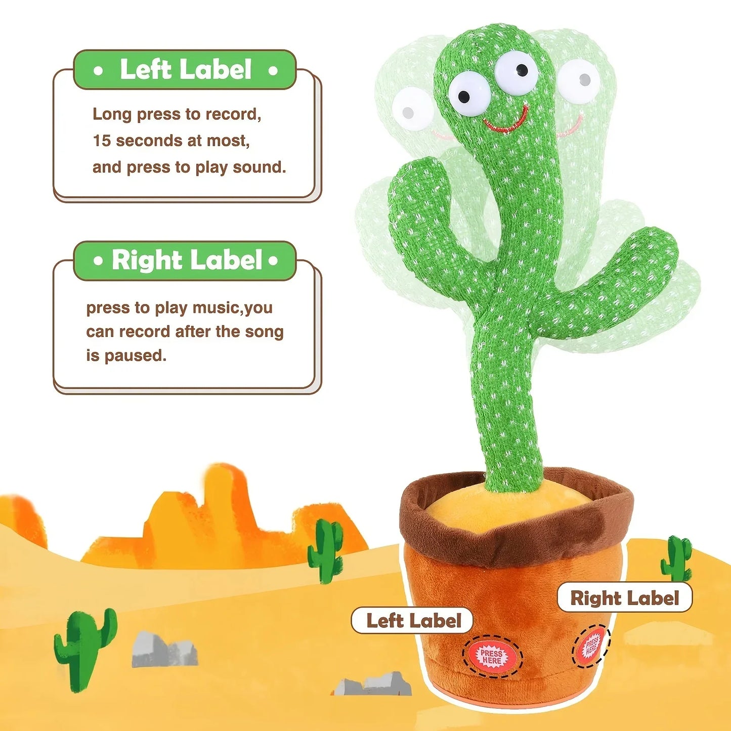 Dancing Cactus Repeat Talking Toy Electronic