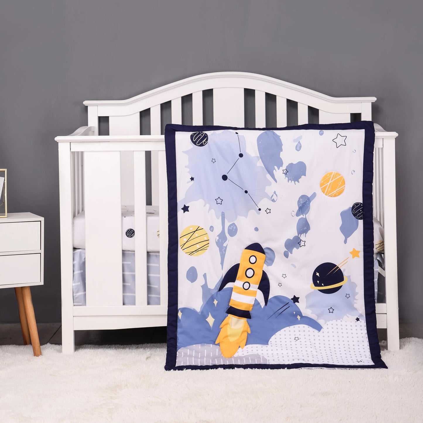 New rainbow design 3 pcs Baby Crib Bedding Set