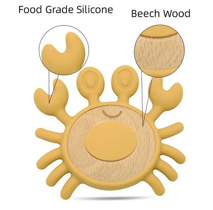 1PC Silicone Teether Baby Wooden Teether