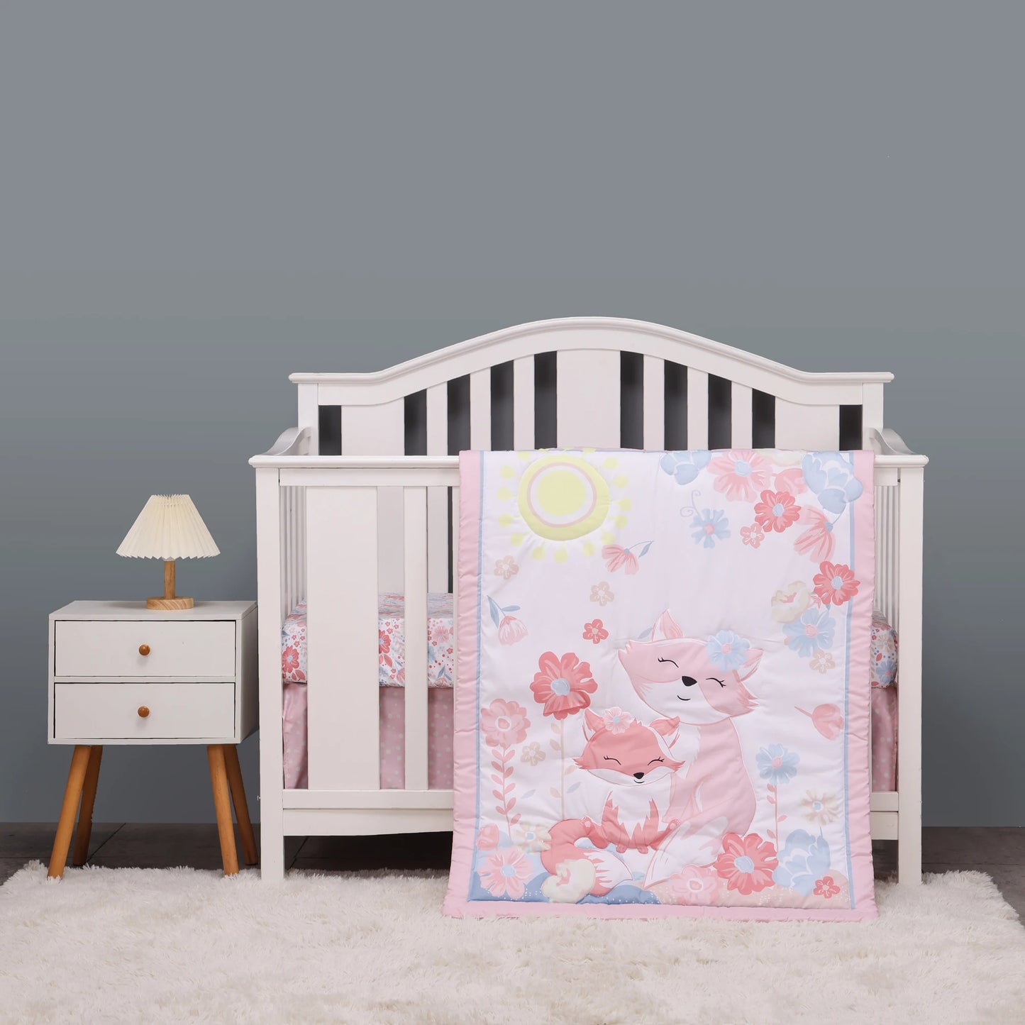 New rainbow design 3 pcs Baby Crib Bedding Set