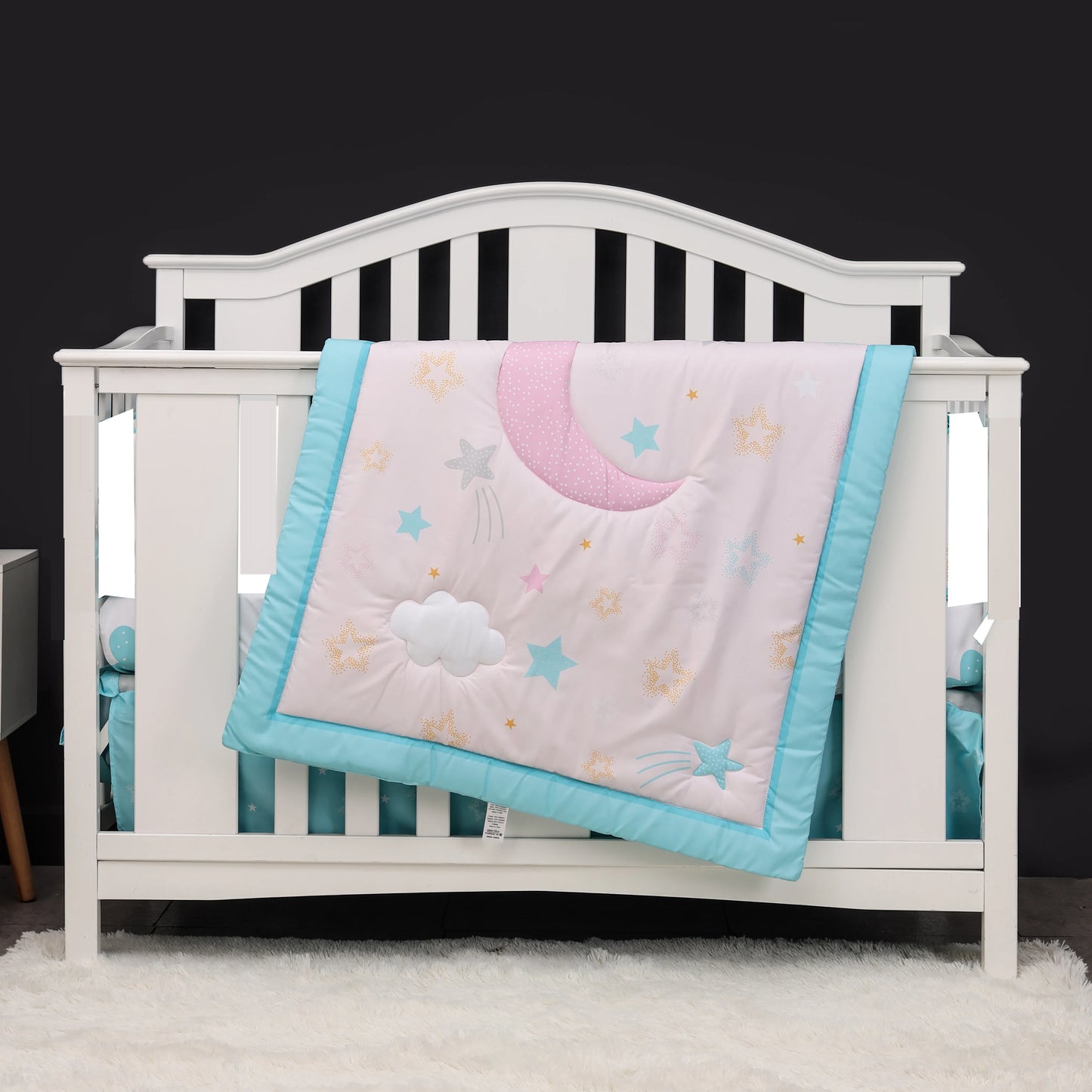 New rainbow design 3 pcs Baby Crib Bedding Set